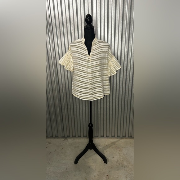 Sita Murt Tops - Women’s Sita Murt Anthropologie Cream White Cotton Poly Designer Blouse Size 36